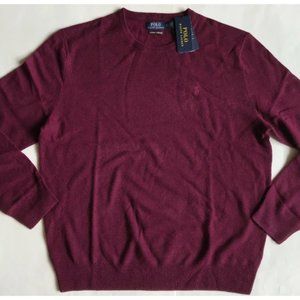 Polo Ralph Lauren Washable 100% Cashmere Crewneck Pullover Sweater Wine